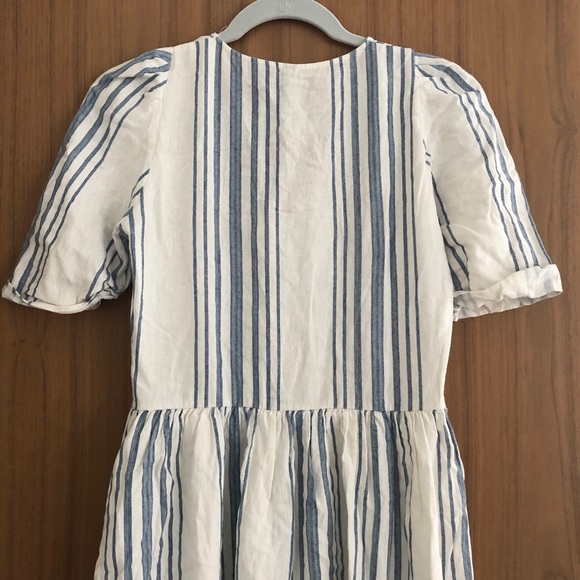 ZARA WOMAN BUTTON-UP DRESS WITH POCKETS V-NECK STRIPED - Picture 5 of 9